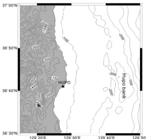 Fig. 2. Shipborne gravity survey tracks around the Hupo Bank(thick dotted lines). A and B with black solid lines represent the survey tracks used for Fig