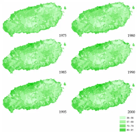 Fig. 6. Spatial CN distribution in Jeju island.