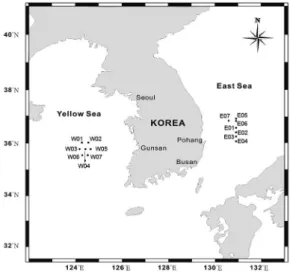 Fig. 1. Sample locations of core in the ocean dumping areas.