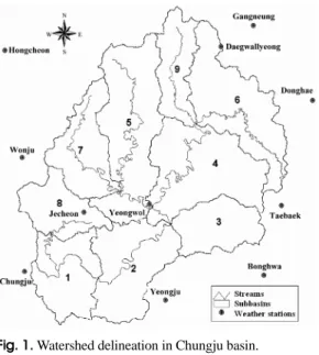 Fig. 1. Watershed delineation in Chungju basin.