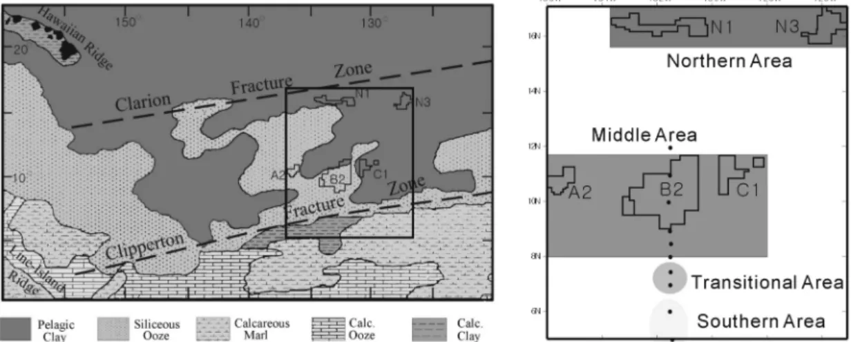 Fig. 1.  Distribution of sea floor sediments in the northeastern part of the equatorial Pacific(after Rawson and Ryan, 1978).