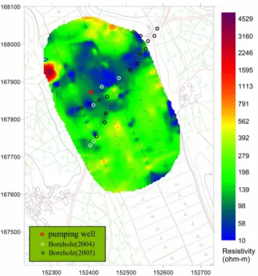 Fig. 7.  Resistivity distributions of the fence diagram based on 2-D electrical resistivity survey.