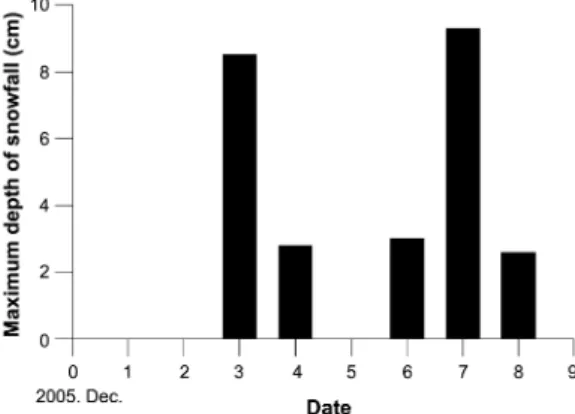 Fig. 8.  Maximum depth of snowfall at the study site on December 2005.