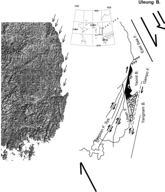 Fig. 7.  Tectonics relating with the opening of the Ulleung Basin (Lee  et al ., 1999a).