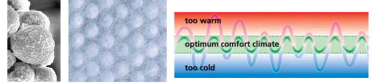 Fig. 29. Schoeller 의 PCM TM microcapsule 구조와 동작 모식도 .