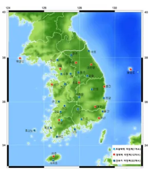 Fig. 1.  The broad-band, short-period stations of KMA.