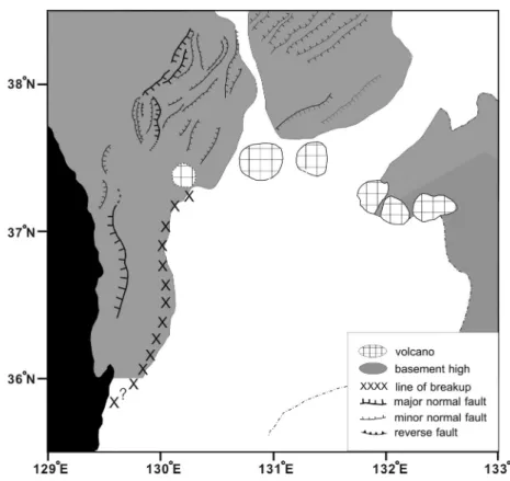 Fig. 9.  Structural map of the eastern Korean margin and the Ulleung Basin.
