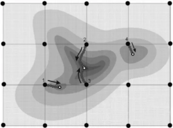 Fig. 4.  The way of searching the best position for the hypocenter.