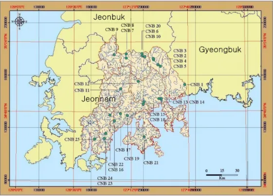 Fig. 1. Bore-hole site of the southeastern part of Jeonnam, Korea.