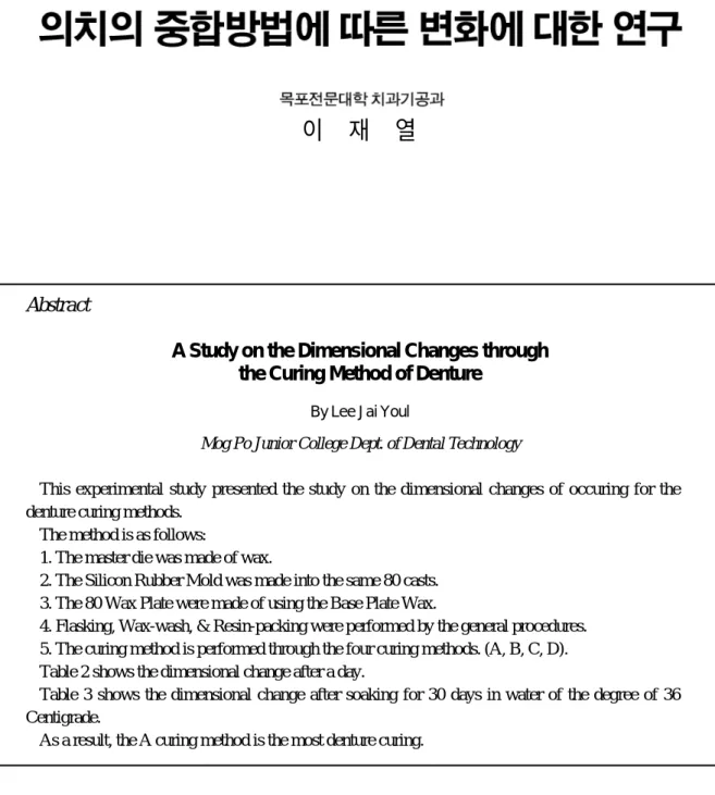 Table 2 shows the dimensional change after a day.