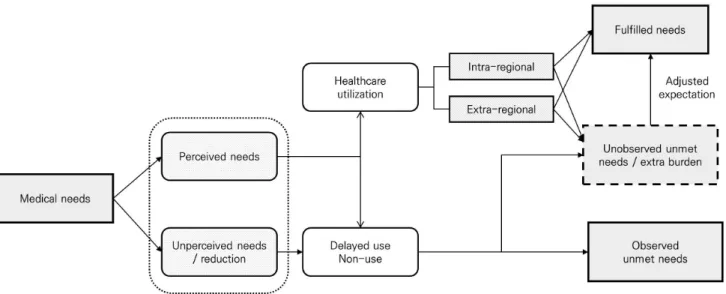 Figure 2. Pathway of unmet health needs (including perception bias and unmeasured experiences).