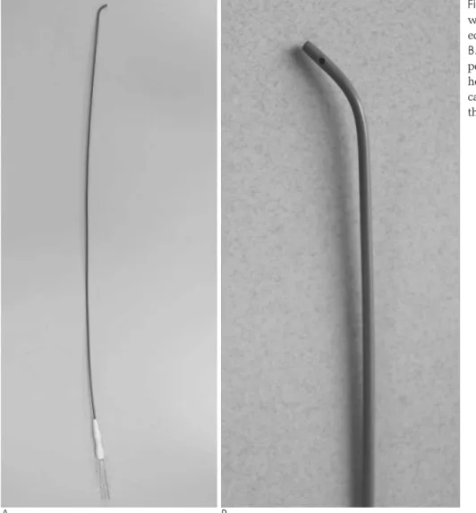 Fig.  1.  A. The manipulation catheter was 40 cm in length with a stiff  braid-ed shaft