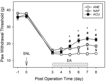 Fig.  2.  Effect  of  EA  on  thermal  hyperalgesia.