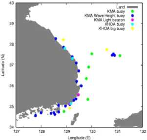 Table 2. Summary of oceanic observation stations from KMA and Korea Hydrographic and Oceanographic Agency (KHOA) in research area