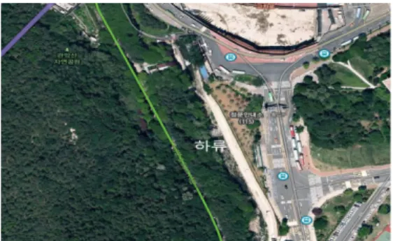 Fig. 2. Location of outcrop at Mt. Gwanak down stream valley.