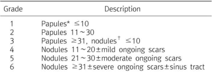 Table  1.  Korean  Acne  Grading  System 18)