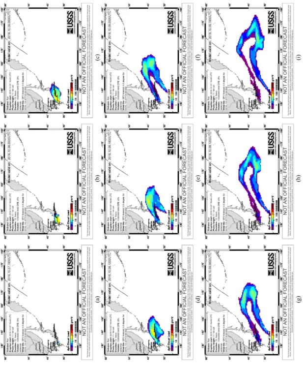 Fig. 8. Simulation result of ash dispersion assumed VEI 4 with ash cloud load.