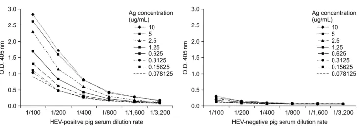 Fig. 2. Determination of the optimal antigen concentration (recombinant capsid protein) for the developed ELISA