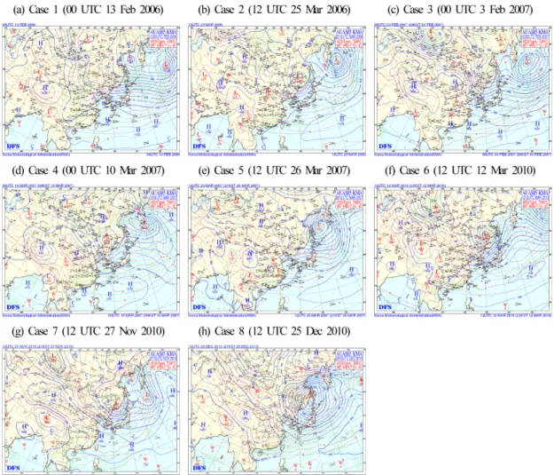 Fig. 2. Same as Fig. 1 except for the upper level weather chart on 850 hPa pressure level.