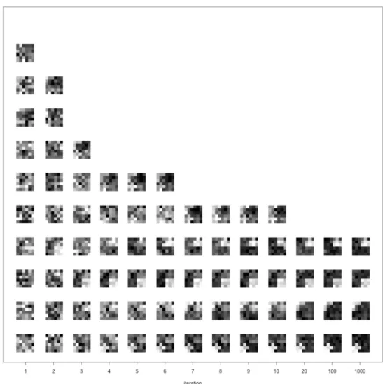 Figure 4.2. Time series plot of latent features at 1 ∼10, 20, 100, 1000th iteration using the algorithm 1.
