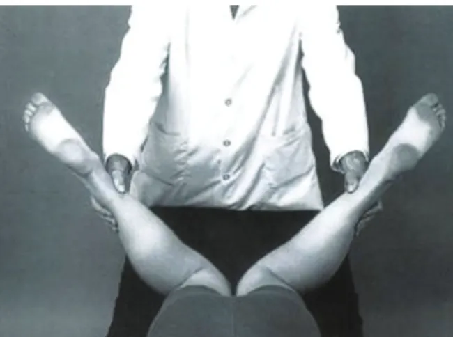 Fig. 1.  Measurement of hip internal rotation angle.