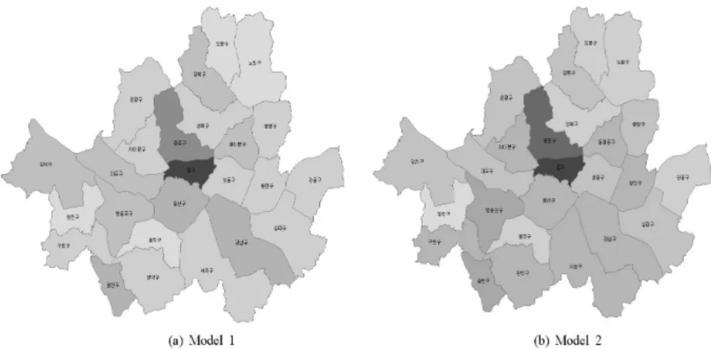 Figure 4.1. Visualization of relative risks using Gegographic Information System(GIS) 5