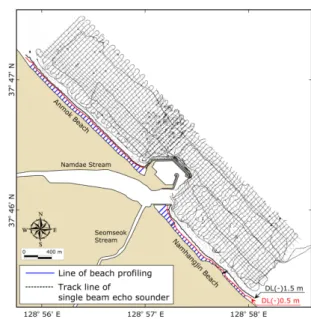 Fig. 4. Segmentation to compare sediment grain-size charac- charac-teristics (A: offshore, B: Anmok Beach, C: inside of  Gang-neung Harbor, D: Namhangin Beach, E: Namdae Stream Estuary).
