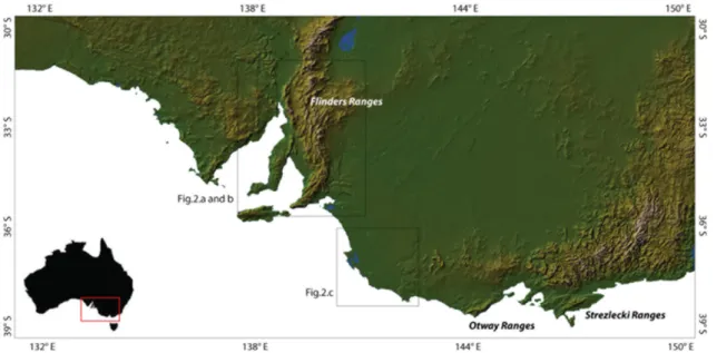 Fig. 1. Shaded relief of South Australia derived from the SRTM 3 arcsecond digital elevation data