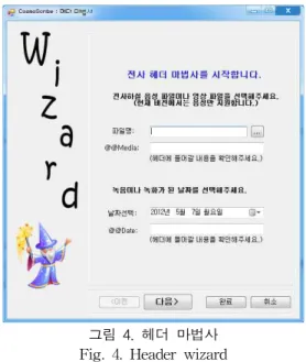 그림 4. 헤더 마법사 Fig. 4. Header wizard