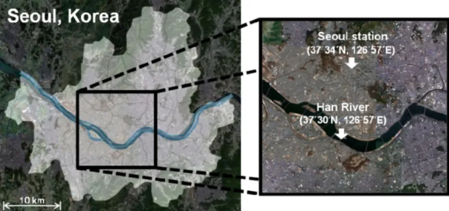 Fig. 1. The observation sites of Songwol and Han River used in this study.