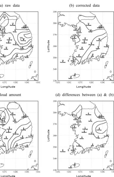 Fig. 13. Same as Fig. 9 except for annual daily mean (MJ/day).