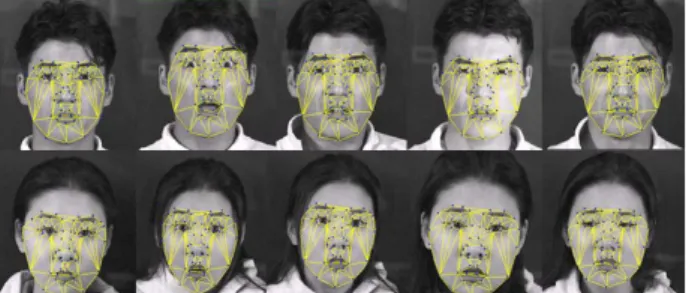 Fig.  1.  Example  of  the  shape  model  of  facial  expressions  based  on  ASM 