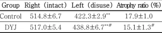 Table  2.  Effect  of  DYJ  on  Gastrocnemius  Weights  in  Disuse  Muscle  Atrophy