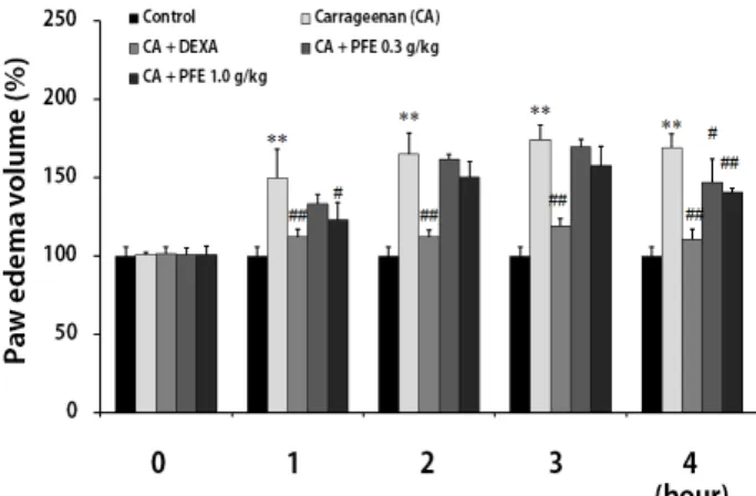 Fig. 6. The  effect  of  PFE  on  the  NF-κB  pathway in  LPS-activated  Raw  264.7  cells