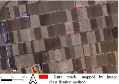 FIGURE 9.  Examples of  the rural  roads mapped by the image  classification  method