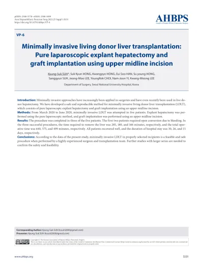 Minimally Invasive Living Donor Liver Transplantation Pure