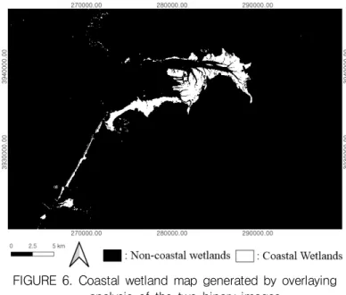 FIGURE 5. SRTM DEM (a) and the binary image (b) for separating the upper sea level areas and  the  under sea  level areas from  the  SRTM  DEM