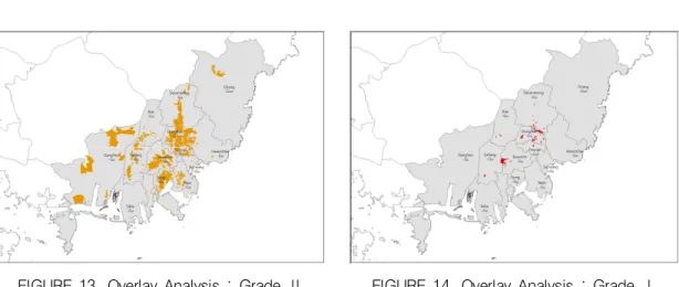 TABLE  5.  Characteristics  of  Overlay  Analysis:  Grade  Ⅰ  &amp;  Grade  ⅡFIGURE  13