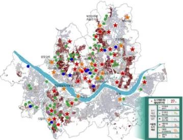 FIGURE  1.  Urban regeneration projects carried  out in  Seoul (Source. Seoul  Metropolitan  Government,  2018)