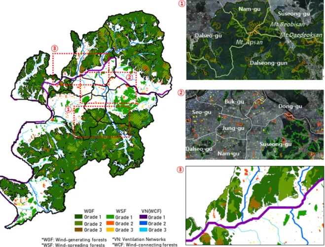 FIGURE  6.  Forests  for  wind  ventilation  corridor  in  Daegu