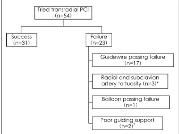 Fig. 2. Profiles of transradial coronary intervention for CTO.