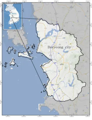 FIGURE  1.  Research  Area토지피복지도(Ministry  of  Environment,  2013), 