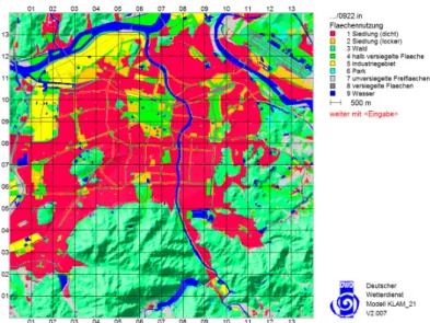 FIGURE  2.  Landcover  classification for  KLAM_21  application것으로  판단된다.  측정지점  7에서의  일평균  풍향은  관측지점  2와  비교해  볼  때  상대적으로  다양하게  나타났다(표  5)
