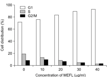 Fig. 5. Expression of Chk2, Cdc25A, p53, p21, p27 and Actin  in HT29  cells after  treatment  of MEFL