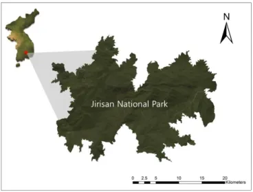 FIGURE 1. A map  of study  area곰은  나무굴  보다  토굴을  선호하는  것으로  보