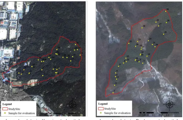 FIGURE  4.  The  locations  of  the  sampling  plots  in  the  study  sites