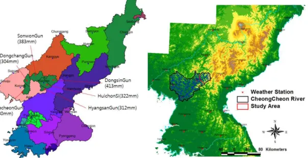 FIGURE  1.  Study  area(upstream  of  the  Cheongcheon  river)