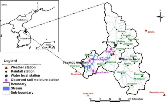 FIGURE  1.  Map  of  the  Soyanggang  dam  watershed