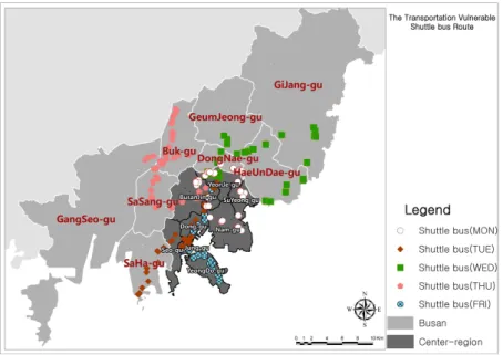 FIGURE  3.  The  transportation  vulnerable  shuttle-bus  route