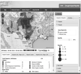 그림 7. An example of drought impact information in the drought impact reporter (DIR) for the state of